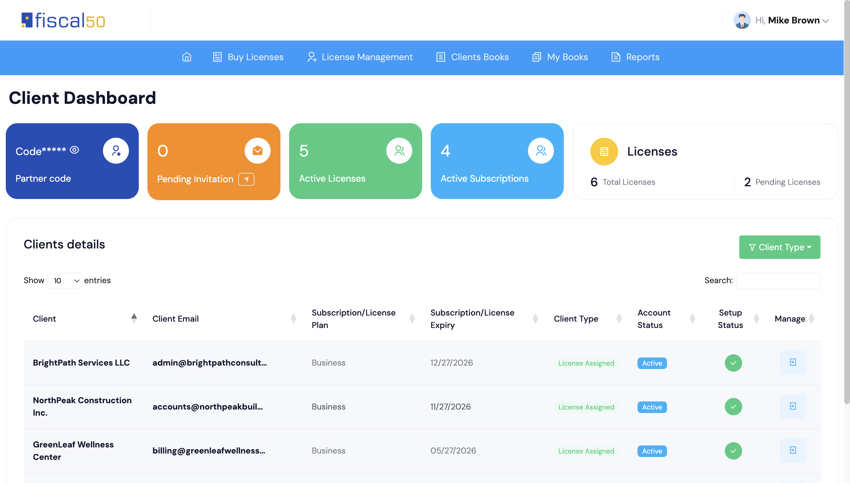 Bookkeeper client dashboard